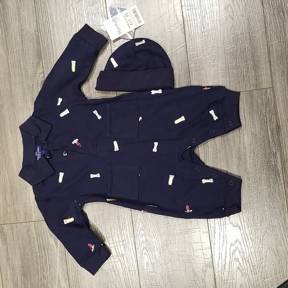 Authentic baby Infant boys sz 0-3MOS NWT 2 pc., cap & Long sleeve onesie